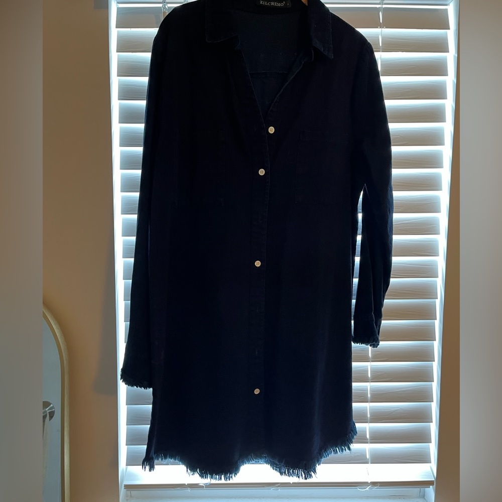 Navy oversized button down